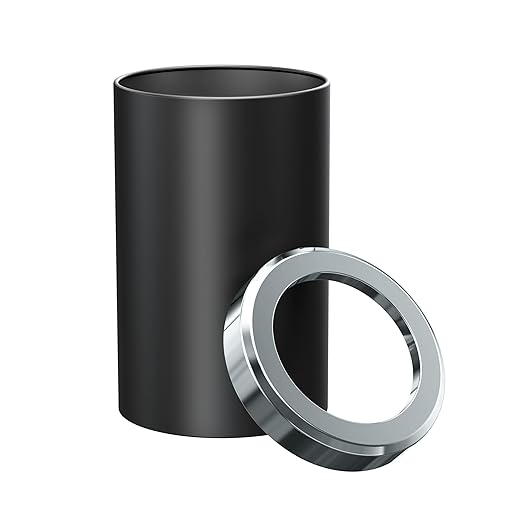 Gatco Small Bathroom Trash Can with Lid Round 3 Gallon Stainless Steel Wastebasket Under Sink Matte Black and Chrome for Bathroom Bedroom Office (1912C)