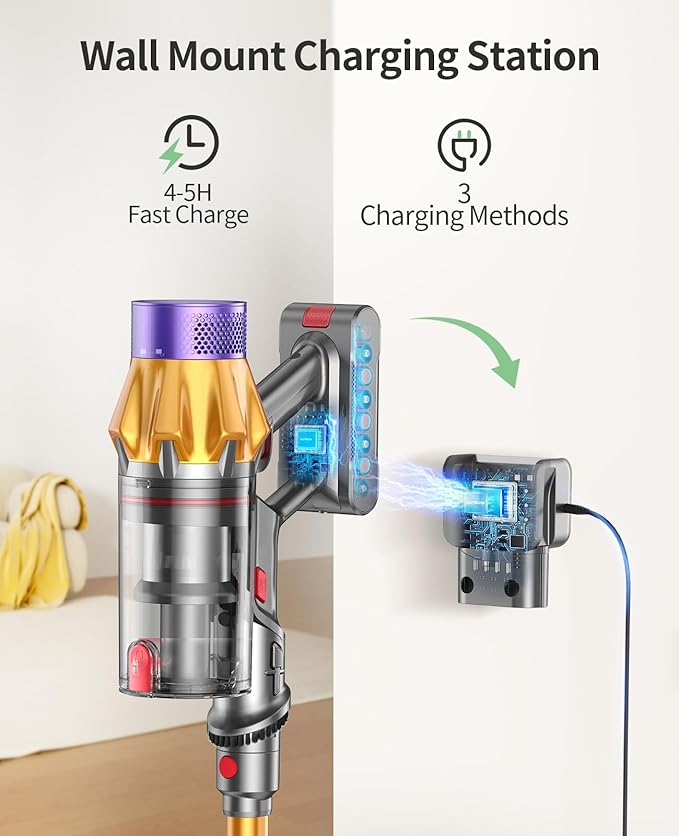 Cordless Vacuum Cleaner 600W 50KPA 65Mins Cordless Stick Vacuum Cleaner With Touch Screen Self-StandingWall Mount Charging Handheld Vacuum Cleaners for Home/Pet Hair/Carpets/Hard Floors(X7A)