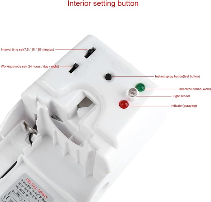 Indoor Wall Mounted Automatic Air Freshener Fragrance Aerosol Spray Dispenser Automatic Fragrance Dispenser with Light Sensor Adjustable Interval Timer for Home Bathroom Hotel Re