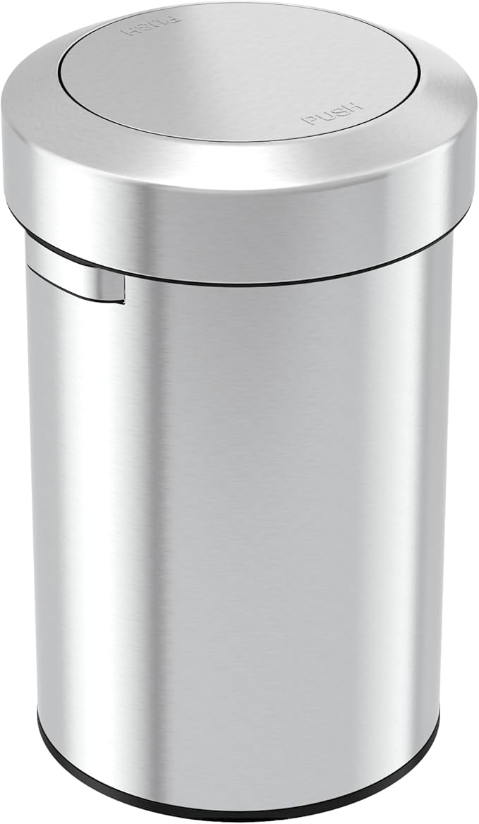 iTouchless Titan 17 Gallon Swing Open Trash Can Stainless Steel Self-Balance Flip Top Lid Commercial Grade 64 Liter Garbage Can is Perfect for Business Restaurant Office and Kitchen