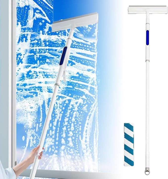 AIIONP 2024 New Dual Side Mist Retractable Window Cleaner 3 In 1 Household Squeegee 13 Inch by 51.2 Inch Modern Glass Cleaning Tool Window Spray Cleaning Brush With 1 Microfiber Cloth