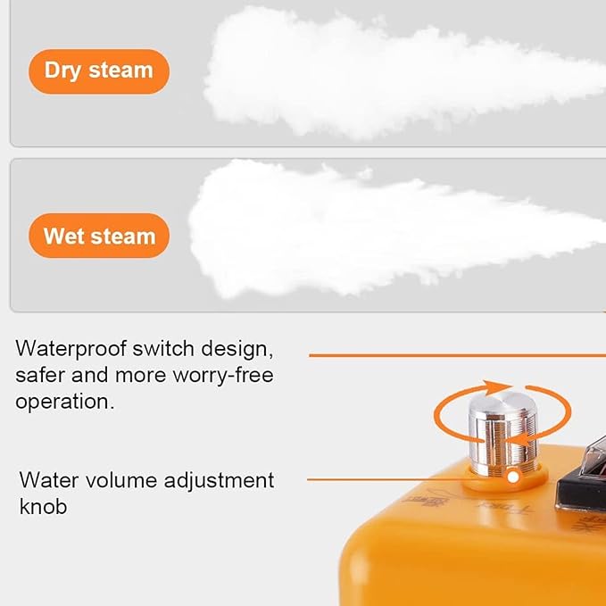 2600w Handheld Steam Cleaner3.5 Bar High Temperature Cleaning Machine with 2.5m Steam Pipe/Wet&ampDry Adjustable/2 Brushes/2 Copper Brushes-for Cooker HoodAir ConditionerSofaWindowsillYellow