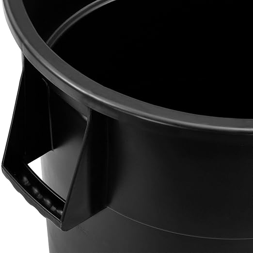 Global Industrial Commercial Round Trash Can 55 Gallon Capacity Plastic Garbage Can Indoor and Outdoor Utility Trash Can Black 26-1/4W x 33-1/8H No Lid
