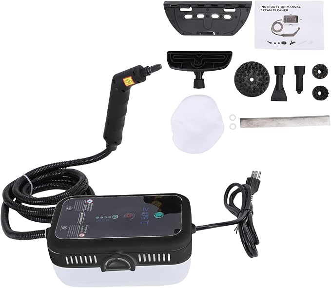 Generic Steam Cleaner Portable High Temperature Handheld Steam Cleaner with Brush Kit for Kitchen Hood Grill Furniture Bathroom Car (black)
