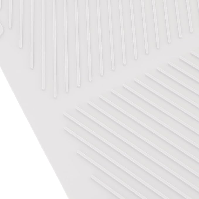 Draining Board Mat Non Slip Silicone Dish Drying Mat Flume Drain Board Drainer Mat for Kitchen Countertop Tabletop Accessories (White)