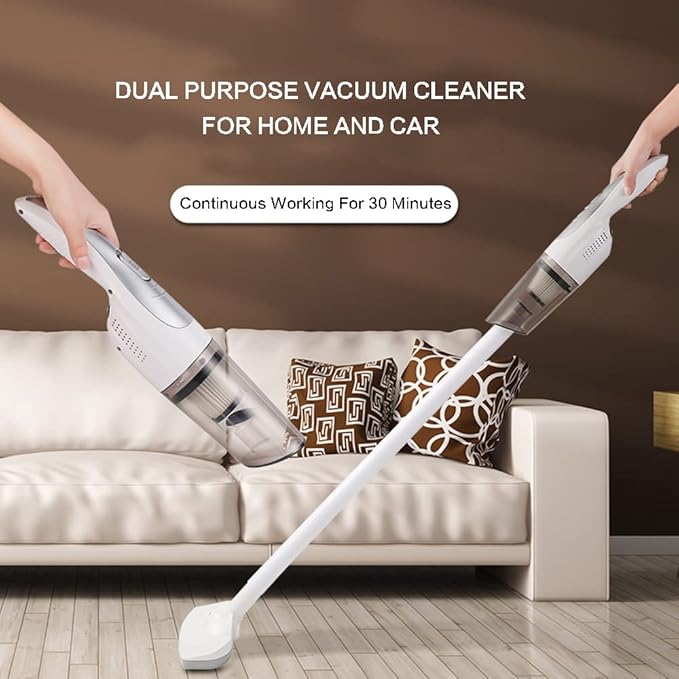 Aoun Lightweight Quiet Vacuum Cleaner Rechargeable Cordless 12KPa Powerful Suction Stick Cordless Upright Cleaners with HEPA Filter Household for Pet Hair Hardwood Carpet