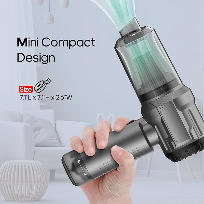 Handheld Mini Car Vacuum Cleaner 9000Pa Vacuum Cleaner and Air Duster 120W High Power Hand Held Vacuum with LED Light and Multi-Nozzles for Car Home Office Pet /V01pro Gray