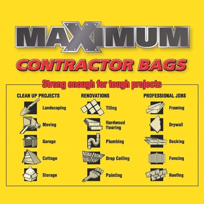 Maximum Heavy Duty Garbage Bags 42-Gallon 3 Mil Black Garbage Bags Extra Large Tear Resistant Industrial Strength 32 Counts