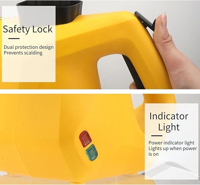 Handheld Pressurized Steam Cleaner for Home Use with Safe Lock &amp 9 Accessories Portable Steamer for Cleaning Bathroom Kitchen Tile Grout Window Yellow