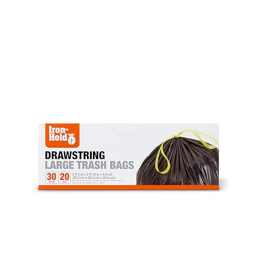 Iron-Hold® Large Trash Bag - 30 Gallon 20 Ct (Pack of 12) Drawstring