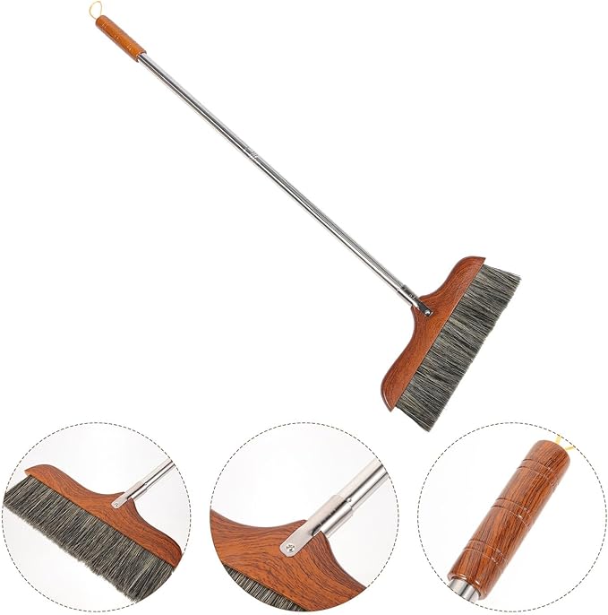 Yardwe Horse Tail Broom House Brooms for Sweeping Indoor Floor Broom Outdoor Broom Cleaning Broom Set Long Handle Cleaning Broom Garbage Wiper Household Office Horsetail Hair
