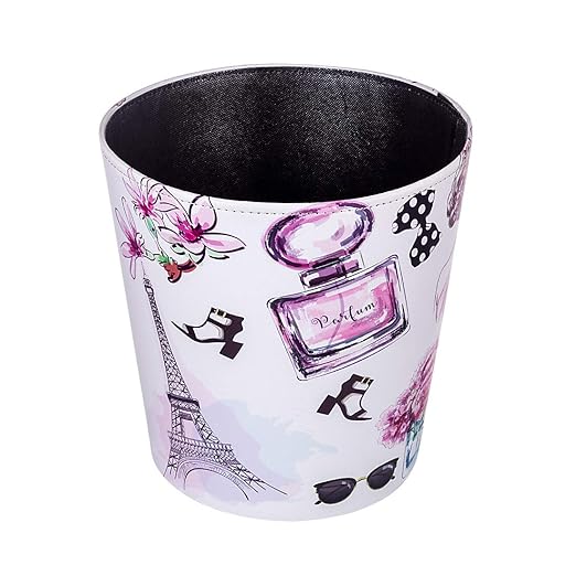 10L/2.64 Gallon PU Leather Trash Can Decorative Wastebasket Waterproof Paper Basket Garbage Bin for Home Office Bathroom Living Room