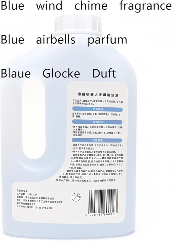 2pcs Window Cleaning Robot Parts. 1L Glass Solution. Window Liquid. Compatible For Ecovacs W1PRO W920 W880 Floor Blue Wind Chime Liquid