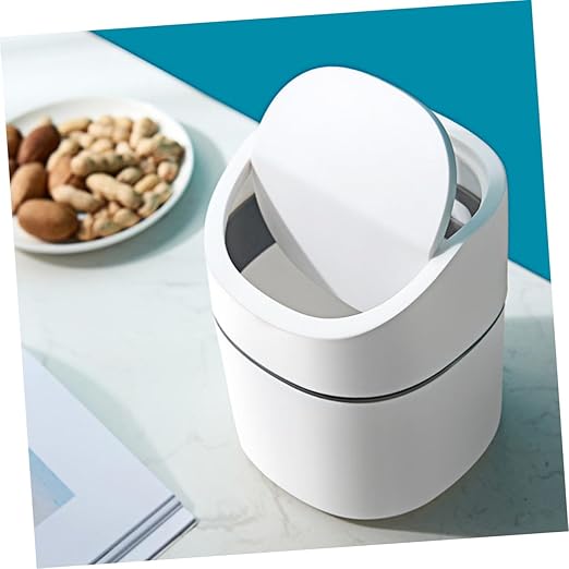 CHILDWEET 2pcs Mini Trash Can with Lid Wear-Resistant Plastic Desktop Wastebasket for Kitchen Office Bedroom Stylish Small Garbage Bin for Easy Clean-up
