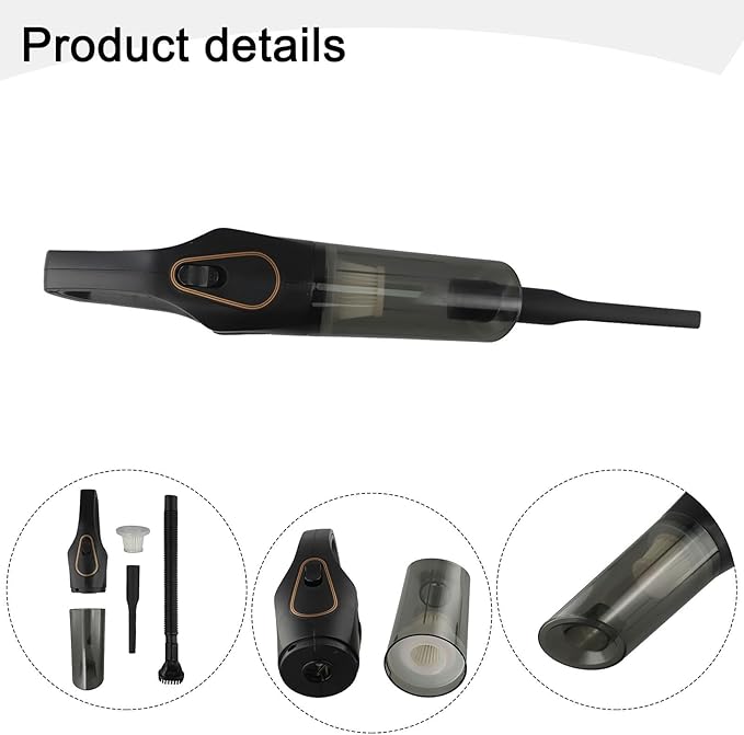 Cordless Vacuum Cleaner with Powerful Suction Motor Lightweight Design USB Charging for Multi for Surface Floor Carpet Dust Deep Clean(B-Black)