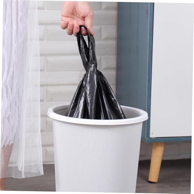 200pcs Thickened Plastic Trash Bags with Handles Leak-resistant Garbage Can Liners for Home Office Kitchen and Bathroom Use Wastebasket Bags Black