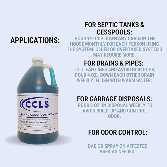 Septic Tank and Cesspool Treatment Additive/Organic Enzyme Producing Bacteria/Non-toxic/Non-Hazardous/Non-Corrosive (4-Pack)