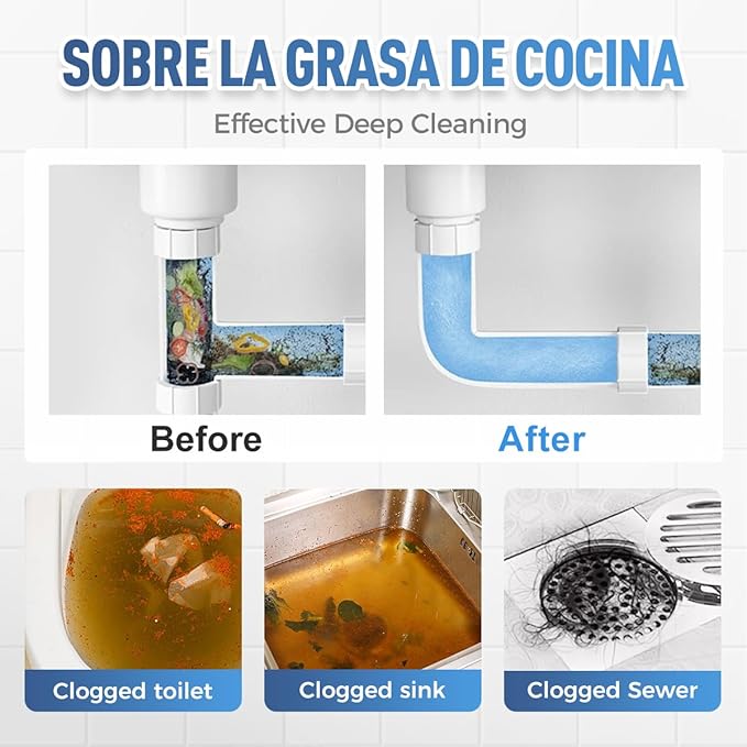 Powerful Pipe Dredging Agent 2026 Upgrade Sink Drain Cleaner Shower Drain Clog Remover Bathroom Shower Pipeline Dredging Agent Fast Acting Toilet Unclogger for Kitchen Bathroom (3PCS)