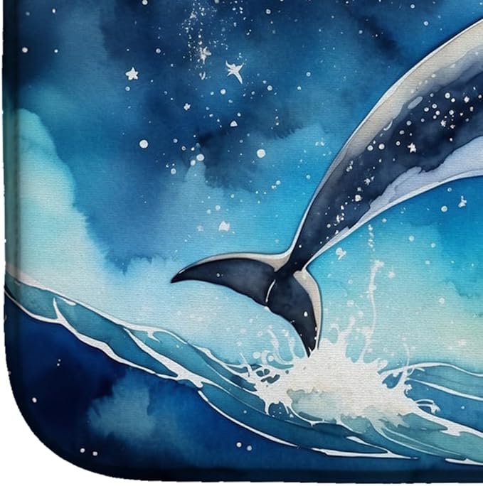 Caroline's Treasures Dolphin in a Starry Sea Dish Drying Mat Absorbent Dish Drying Mat Pad for Kitchen Counter Dish Drainer Mat for Countertop 14 x 21 Multicolor