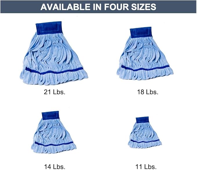 Arkwright Microfiber Tube Mop Head Replacement - Heavy Duty Lint Free Super Absorbent &amp Bleach-Safe Janitorial Essential for Commercial &amp Industrial Floor Cleaning 21 oz Blue