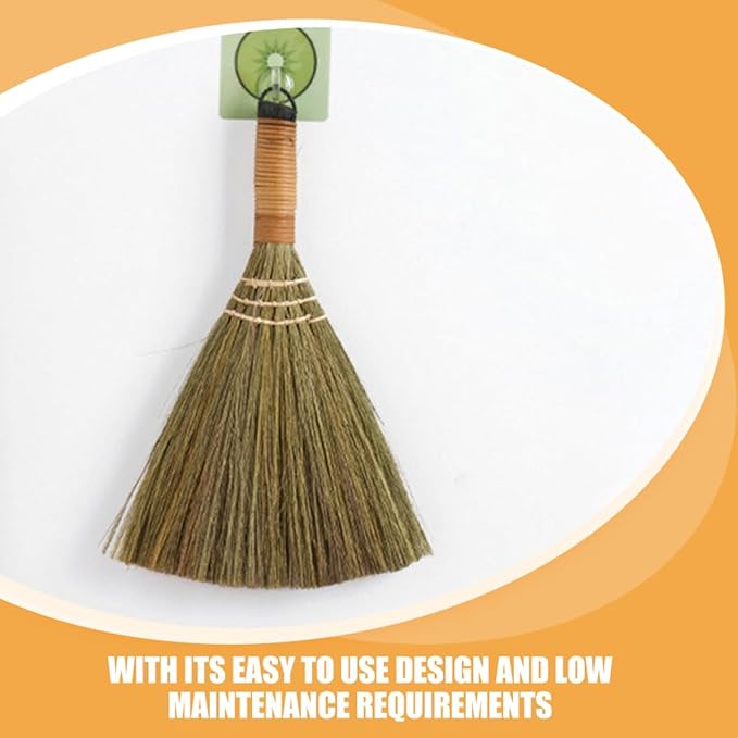 SMASOLO 2pcs Hand-Woven Soft Brooms with Detachable Long Handle Small and Large Size Natural Straw Cleaning Brooms for Household Dust Removal and Floor Sweeping