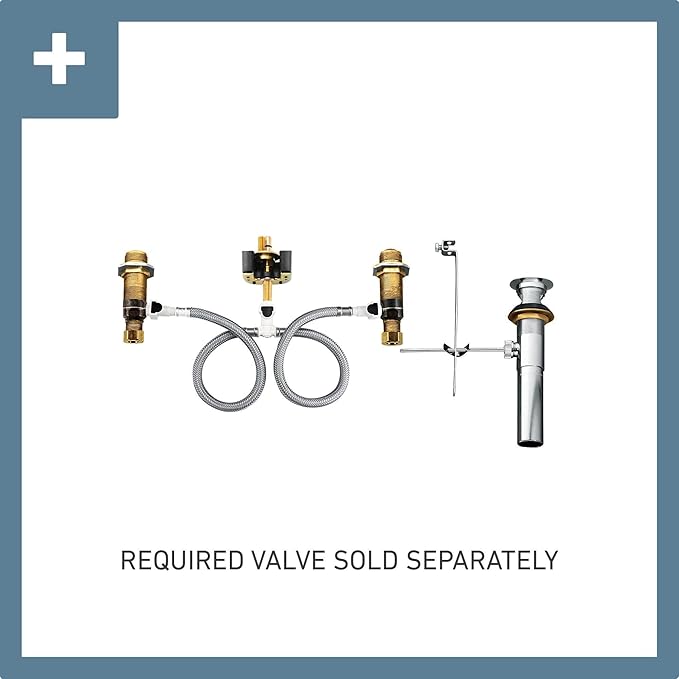 Moen Eva Chrome Transitional Two-Handle High-Arc Widespread Bathroom Faucet with Drain Assembly Valve Required T6420