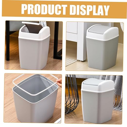 Cabilock White Swing Top Trash Can Wastebasket Bin Office Hotel Trash Can Capacity Easy Access for Home Kitchen Bathroom