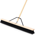 36 Inch Push Broom Indoor Outdoor Use Heavy Duty Floor Sweep Brush with 60 Inch Wood Handle Stiff Bristles for Concrete Garage Driveway Cleaning Snow Leaves Debris