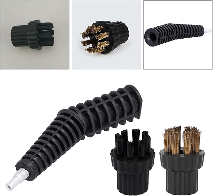 Nozzel Brush and Brass Nylon Brush Head Set Compatible with for Steam Mop Replacement Accessories