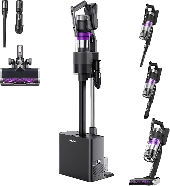 Eureka Cordless Vacuum Cleaner Lightweight Stick Vacuum Rechargeable for Hardwood Pet Hair Blue w/Clean Station Stylus Elite NEC490SE