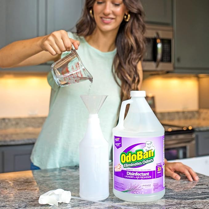 OdoBan Ready-to-Use Disinfectant and Odor Eliminator Made in the USA Lavender Scent Set of 2 32 oz Spray and 1 Gallon Concentrate