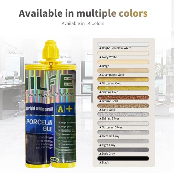 Epoxy Grout Porcelain White  Waterproof Auto-mix Dual Tubes Tile Grout 19 oz 410ml Reconstruct Grout Line for Shower Bathroom Kitchen Swimming Pool Wall and FloorCaulk Gun NOT Included (1 White)