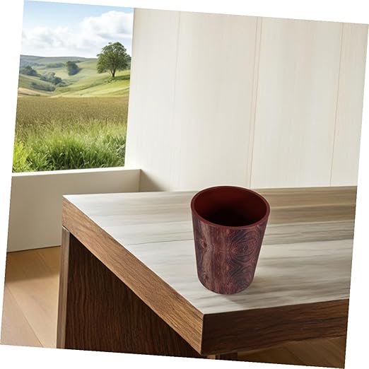 ARTIBETTER Retro Wood Grain Plastic Trash Can Large Capacity Wastebasket for Kitchen Bathroom Office Bedroom PP Material Easy to Clean Compact Design