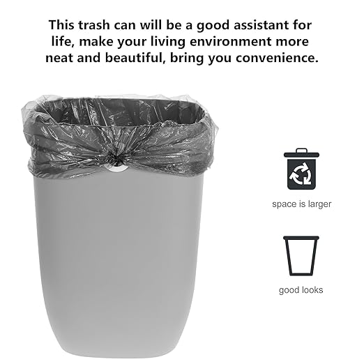 VICASKY Large Capacity Kitchen Wastebasket with Bag Fixer PP Material Garbage Bucket for Home Office Bedroom Bathroom Practical Rubbish Bin in Gray