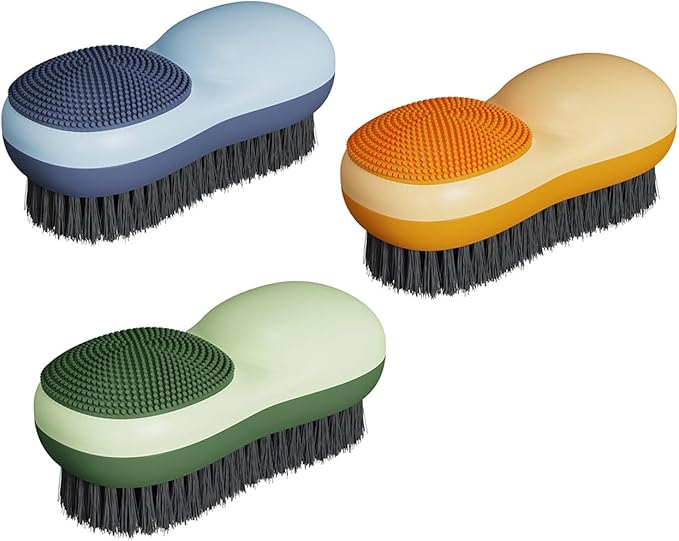 Silicone Household Clothes Washing BrushTwo-Sided Laundry Stain Remover Brush for Clothes Underwear 3 Pack