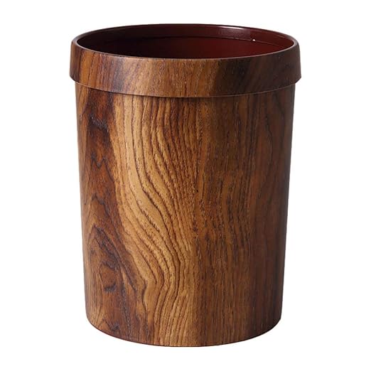 LIFKOME 1pc Rustic Imitated Solid Wood Trash Can Compact Waste Bin for Home Bathroom Office Kitchen Elegant Design Easy to Clean Lightweight