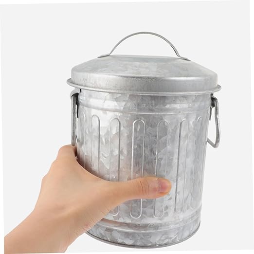 jojofuny 2pcs Iron Stationery Storage Bucket Small Wastebasket for Office Creative Rubbish Bin Easy to Use