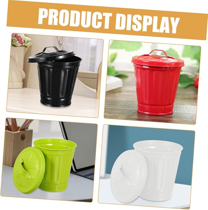 4Pcs Decorative Trash Can with Lid Cute Small Garbage Bins for Desk Bedroom and Living Room Convenient Rubbish Bins and Stylish Wastebasket and