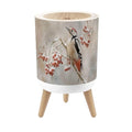 Bathroom Trash Can with Lid Abstract Woodpecker Snowy Red Berries Snow Tree Branch Winter Setting Garbage Bin Waste Basket for Kitchen Office Bedroom Decoration Diaper Pail 1.8 Gallon