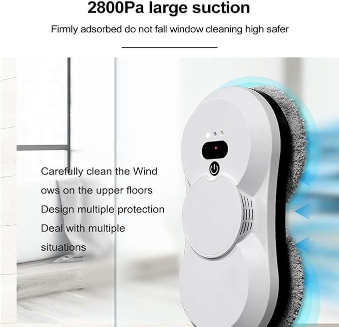 Window Cleaning Robot Window Robot Vacuum Cleaner 2800Pa Strong Suction Smart Window Cleaning Robot Remote Control Cleaning for Interior/Exterior Windows Mirror Door