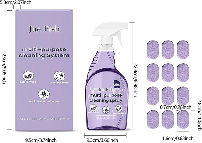 Multi-Purpose Cleaner For Kitchen Grease &amp Bathroom Stains - Surfactant Formula Removes Acidic Stains Preserves Original Color Easy To Use(2PCS)