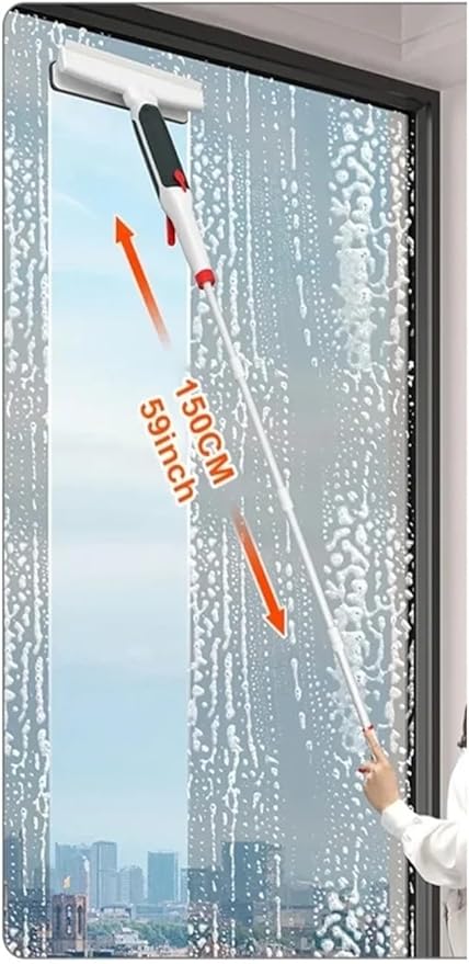 Window Cleaning Brush Long Rod Water Glass Removable Double-Sided Wiper Telescopic Convenient Tool(1.9M Set)