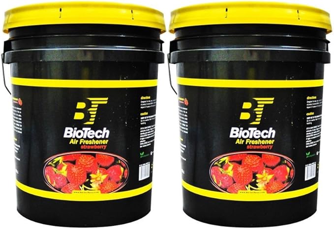 BioTech Air Freshener Strawberry Scent Contains no harmful solvents and safe for use on any environment Controls smoke cigarette mildew pet and food odors 5 Gallons Pail (2)