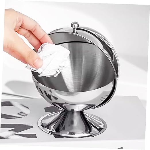 VICASKY Stainless Steel Mini Countertop Trash Can with Lid Small Desktop Wastebasket for Office Bedroom Kitchen Reusable Covered Garbage Bin to Prevent Odor and Keep Spaces Clean