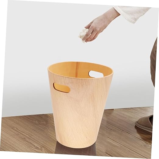 Alipis Desk Trash Can Wood Garbage Bin Recycle Bin Bathroom Bedroom Tiny Wastebasket Japanese Style
