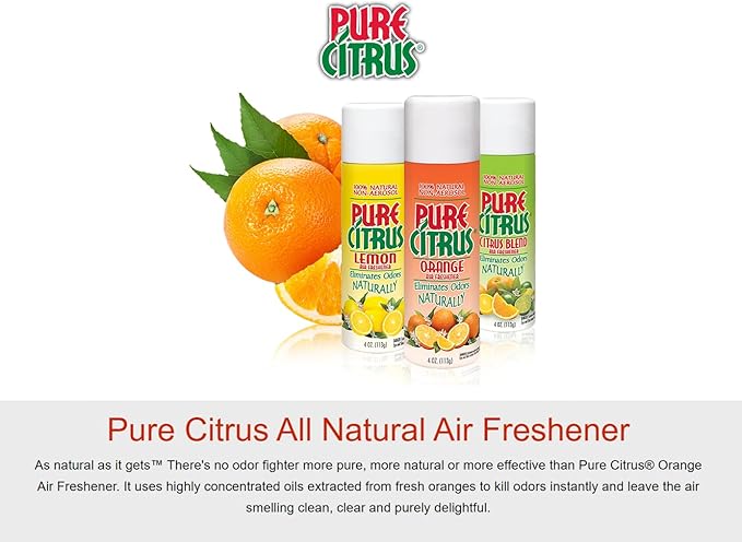 Pure Citrus Non-Aerosol Air Freshener Spray 4 oz (Orange Lemon &amp Citrus Blend) 2 Packs Each Bundled with 1 Pack DU-MOST Walnut Hand Scrub Travel Size 4 oz