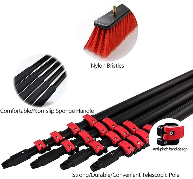 Water Fed Window Cleaning Pole Hose-Fed Window Cleaner Brush 3.6M-7.2M Water Fed Extendable Cleaning Pole7.2M/6M