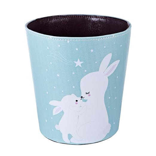 10L/2.64 Gallon Trash Can Decorative Waste Basket PU Leather Waste Paper Basket Waterproof Garbage Can for Bathroom Bedroom Office Kitchen and Living Room - Mother Rabbit