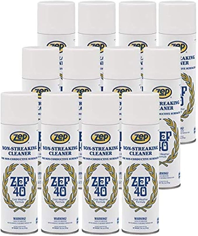 Zep 40 Non-Streaking Cleaner - 18 oz (Case of 12) 14401 - Heavy-Duty Foaming Action Aerosol Formulated for Non-Conductive Surfaces Ideal for Cold Weather Conditions.