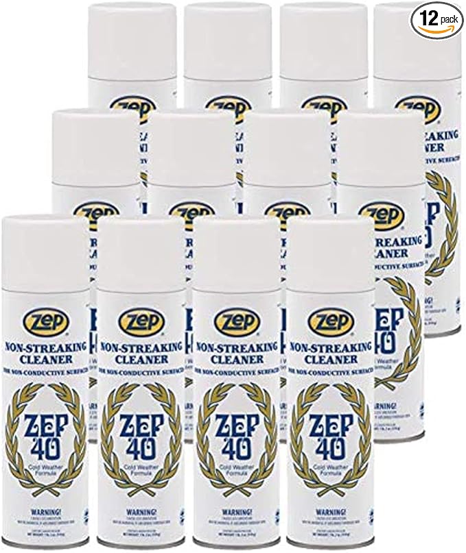 Zep 40 Non-Streaking Cleaner - 18 oz (Case of 12) 14401 - Heavy-Duty Foaming Action Aerosol Formulated for Non-Conductive Surfaces Ideal for Cold Weather Conditions.
